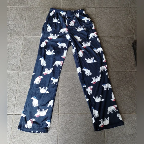 Christmas Polar Bear Print Microfleece PJ pajamas lounge Pants bottoms boy small - Picture 2 of 9